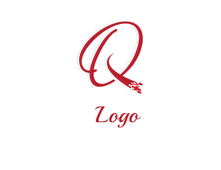letter q with technology pixels logo