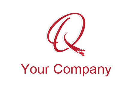 letter q with technology pixels logo