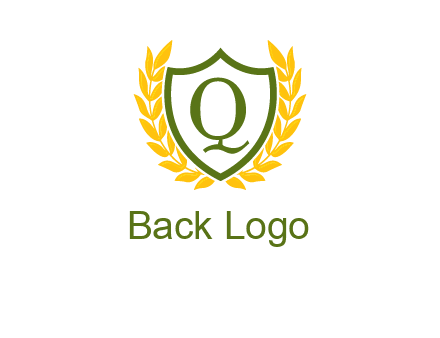 letter q inside emblem with olive leafs