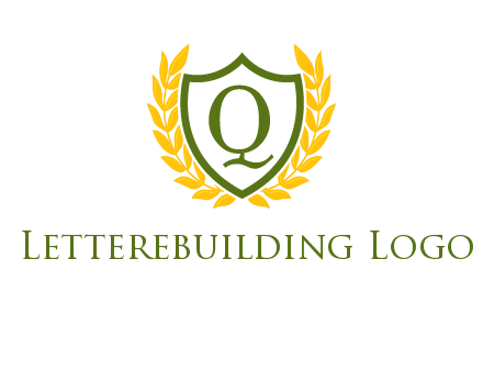 letter q inside emblem with olive leafs