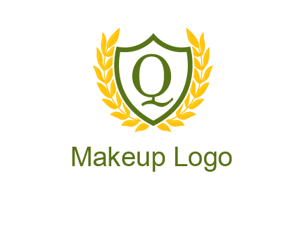 letter q inside emblem with olive leafs