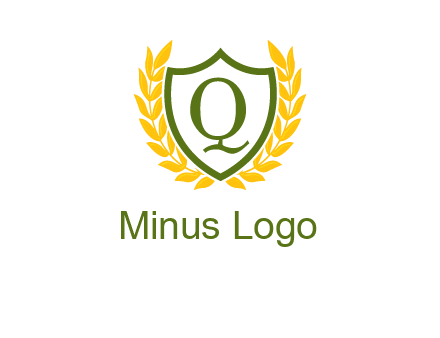 letter q inside emblem with olive leafs