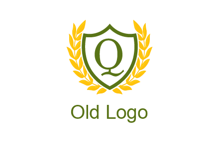 letter q inside emblem with olive leafs