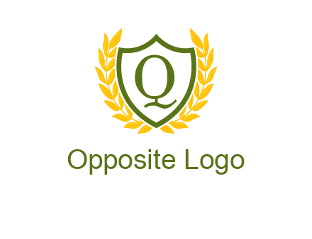 letter q inside emblem with olive leafs