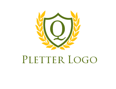 letter q inside emblem with olive leafs