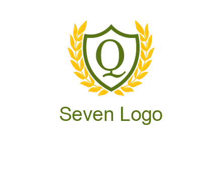 letter q inside emblem with olive leafs