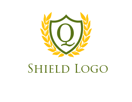 letter q inside emblem with olive leafs
