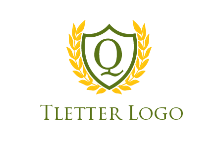 letter q inside emblem with olive leafs