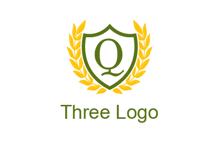 letter q inside emblem with olive leafs