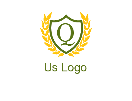 letter q inside emblem with olive leafs