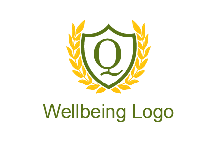 letter q inside emblem with olive leafs