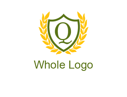 letter q inside emblem with olive leafs