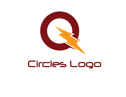 circle and electric bolt forming letter q