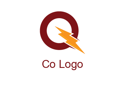 circle and electric bolt forming letter q