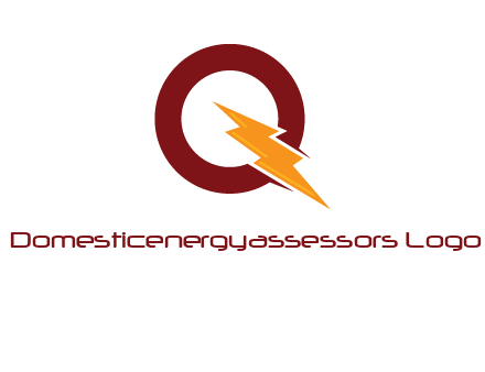 circle and electric bolt forming letter q