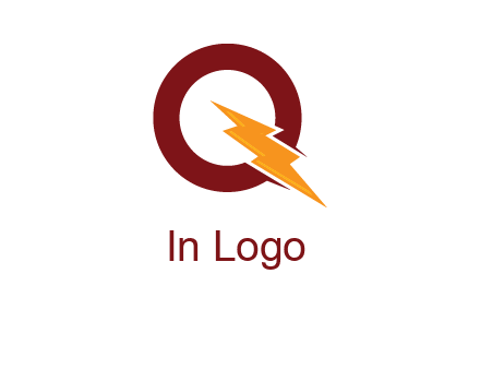 circle and electric bolt forming letter q
