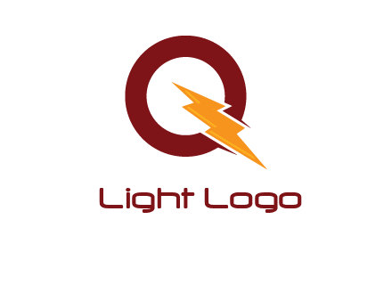 circle and electric bolt forming letter q