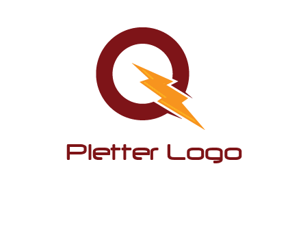 circle and electric bolt forming letter q