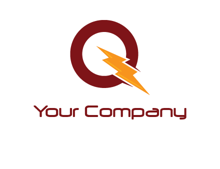 circle and electric bolt forming letter q