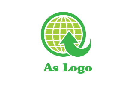 an arrow is placed in front of a globe embossed in a circle logo
