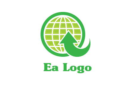 an arrow is placed in front of a globe embossed in a circle logo