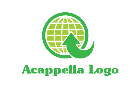 an arrow is placed in front of a globe embossed in a circle logo