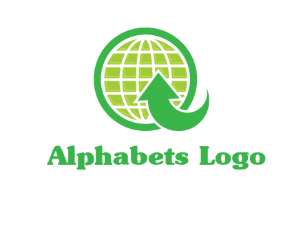 an arrow is placed in front of a globe embossed in a circle logo