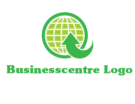 an arrow is placed in front of a globe embossed in a circle logo