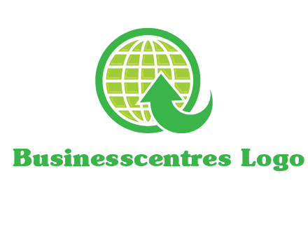 an arrow is placed in front of a globe embossed in a circle logo