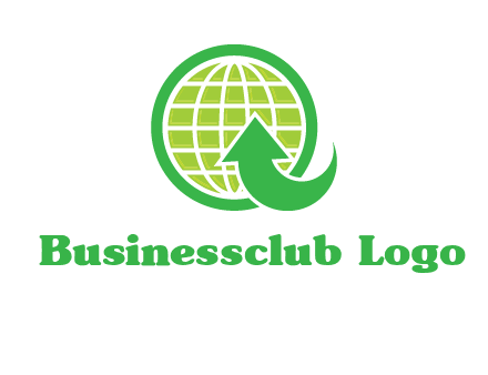 an arrow is placed in front of a globe embossed in a circle logo