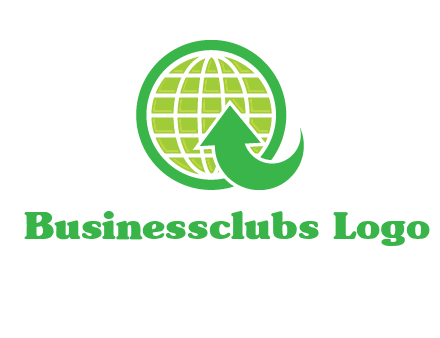 an arrow is placed in front of a globe embossed in a circle logo