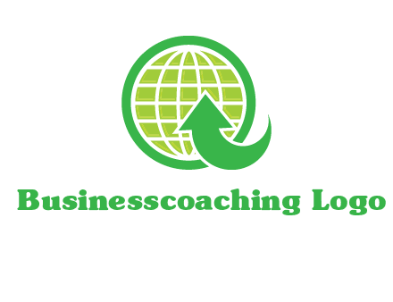 an arrow is placed in front of a globe embossed in a circle logo