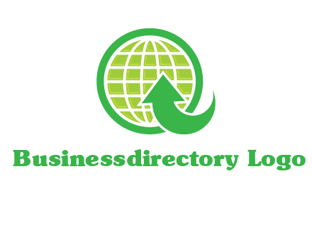 an arrow is placed in front of a globe embossed in a circle logo