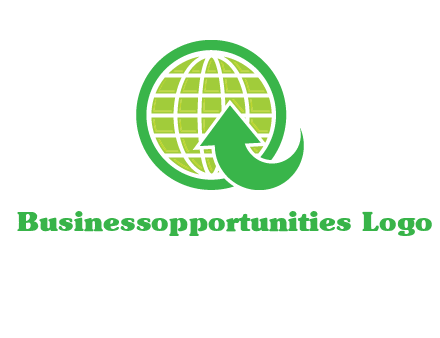 an arrow is placed in front of a globe embossed in a circle logo
