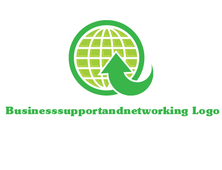 an arrow is placed in front of a globe embossed in a circle logo
