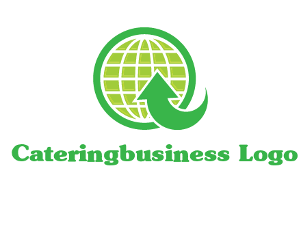 an arrow is placed in front of a globe embossed in a circle logo