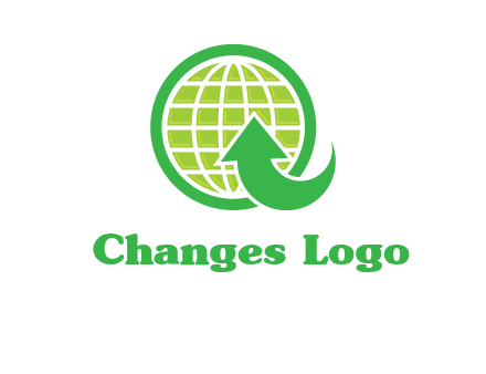 an arrow is placed in front of a globe embossed in a circle logo