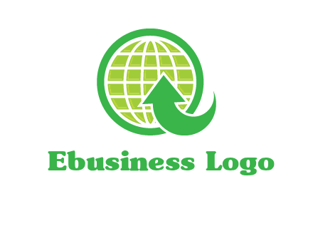 an arrow is placed in front of a globe embossed in a circle logo