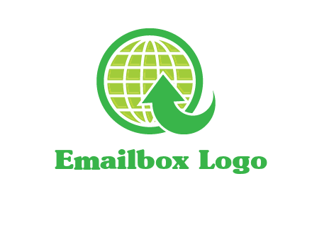 an arrow is placed in front of a globe embossed in a circle logo