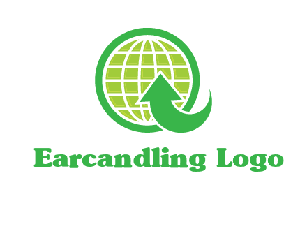 an arrow is placed in front of a globe embossed in a circle logo