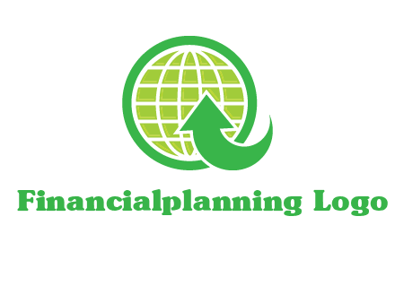 an arrow is placed in front of a globe embossed in a circle logo