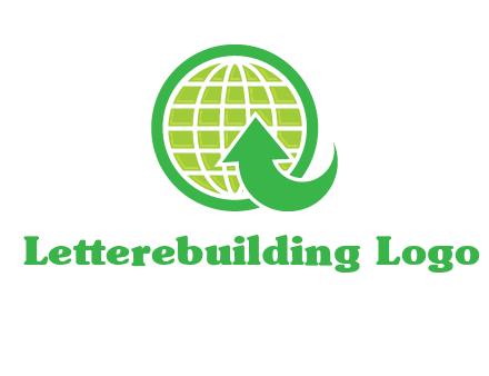 an arrow is placed in front of a globe embossed in a circle logo