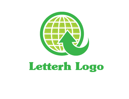 an arrow is placed in front of a globe embossed in a circle logo