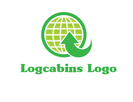 an arrow is placed in front of a globe embossed in a circle logo