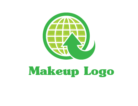 an arrow is placed in front of a globe embossed in a circle logo