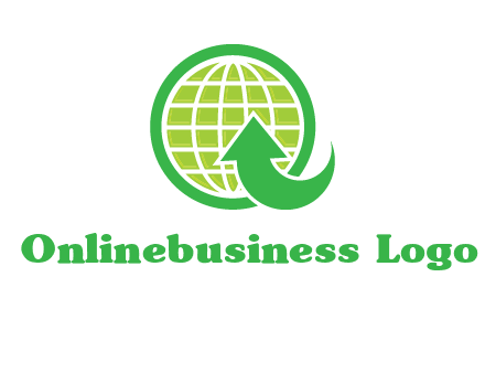 an arrow is placed in front of a globe embossed in a circle logo