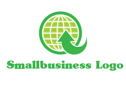 an arrow is placed in front of a globe embossed in a circle logo