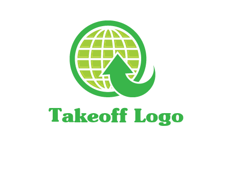 an arrow is placed in front of a globe embossed in a circle logo