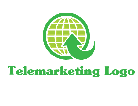 an arrow is placed in front of a globe embossed in a circle logo