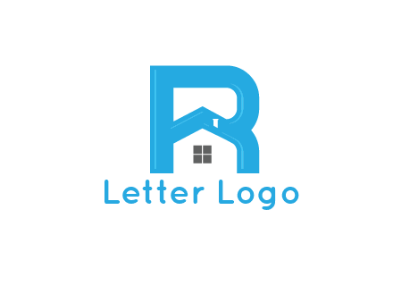house merged with letter r logo